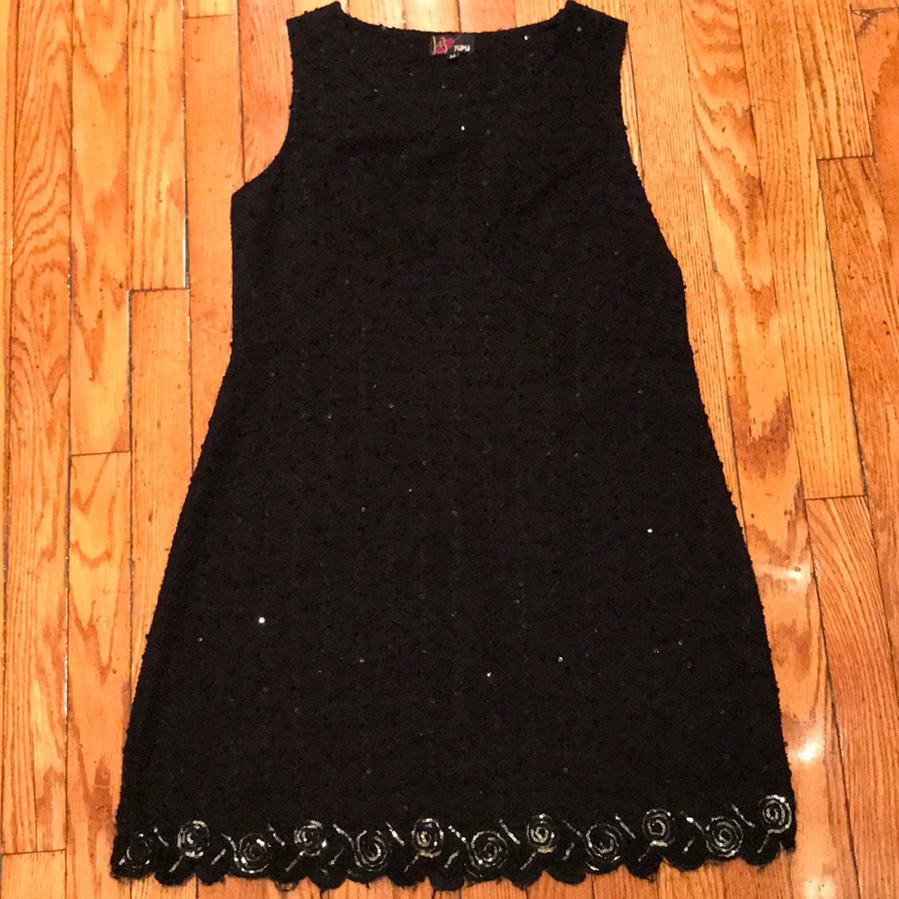 Yumi black knit mini with sequins